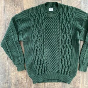 aritzia sunday best peggy sweater emerald green cable knit